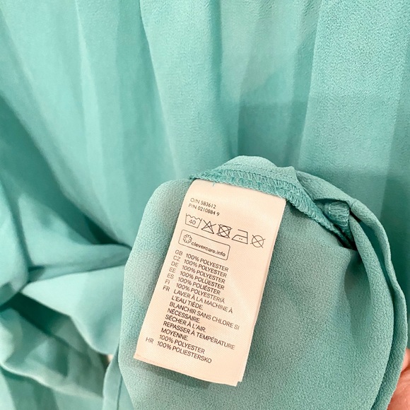 Sheer v-neck button up blouse with puff sleeves - Picture 4 of 4